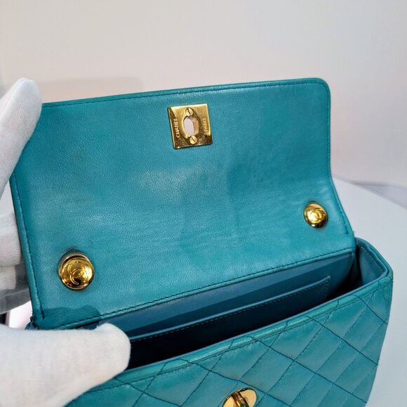 Chanel Vintage Teal Mini Rectangular Flap Bag - Picture 11 of 16
